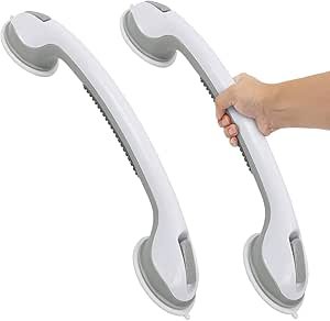 sunzone Suction Grab Bars for Elderly, Shower Handle,Waterproof,2 Pack,16''