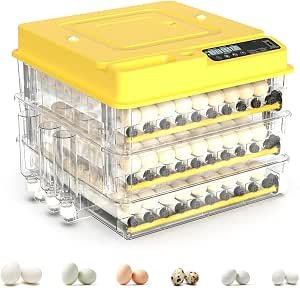 216Egg Incubator for Hatching Eggs, Fully Automatic Egg Incubator with Auto Temp/Water/Turning, for Chicken Duck Goose Quail Pigeon Turtle Eggs, Humidity Control by Bottles, 360° View Clear Window