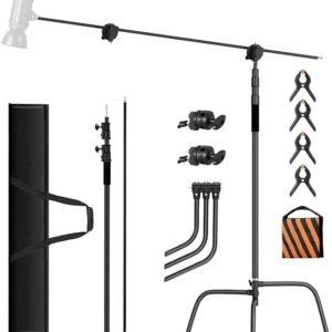 STEUGO 10.8ft/330cm Heavy Duty C Stand Stainless Steel Light Stand with Holding Arm 4.2ft/128cm Carry Bag 44LB/20KG Adjustable Stable for Photography Studio Video Monolight Softbox Shooting