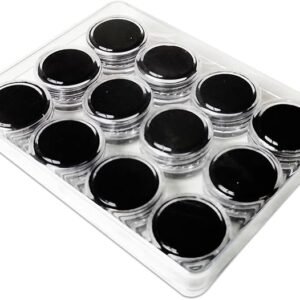 Acrylic Transparent Gem Display Box - with 15 Round Containers for Loose Stones Rings Coloured Gemstone Storage Case and Jewelry Tray 4.9x3.7x0.7in