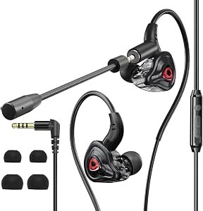 BlueFire Gaming Earphones, 3.5mm Wired Earbuds, Stereo Gaming Earbuds, PC Headset in-Ear Hearphones with Detachable Microphone & Volume Control for PC, Laptop, Phone