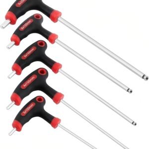 5 PCS Hex Key Allen Wrench Set, 3/4/5/6/8mm, Ball Head, T-Handle Metric Long Arm Hex Key, for Bicycle Pedal Handlebar Disc Brake Mount Repair