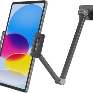 BEWISER Tablet Wall Mount,iPad Stand Holder for Kitchen Office,Adjustable Swivel 360 Rotating,Aluminium Alloy Compatible with 4.7-12.9 inch Pad,Phone,Kindle Fire,Galaxy Tab,Grey