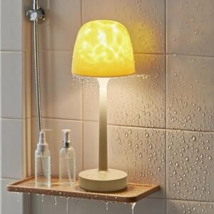 AquaSpa Shower Lamp, Waterproof Bathroom Lamp with 16 Color Ocean Wave Projector, Rechargeable Shower Light, Cordless Light for Inside Shower or Bathtub (Cylindrical Base)