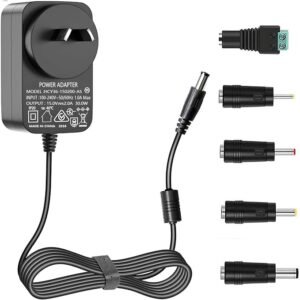 SAA Certified DC 15V 2A Power Supply Adapter with 5pcs Plug Charger for Theragun Prime/Mini Massage Gun, Alexa Echo 1st 2nd Generation, Soundbar, Speaker, LED Light, Portable Power Station