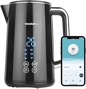 WeeKett Alexa Smart Kettle, Cool Touch, LED Display, 2200W, 1.7L Black