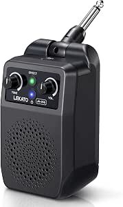LEKATO Mini Electric Guitar Amp 5W, Portable with Built-in 4 Effects, Clean Distortion Overdrive Reverb, Rechargeable for Practice