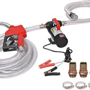 Traderight Fuel Transfer Pump 260W,12V DC,6 m Lift,Portable Electric Diesel Transfer Extractor Pump Kit with Automatic Shut-off Gun Nozzle,Delivery & Suction Hose for Diesel, Kerosene,Transformer Oil