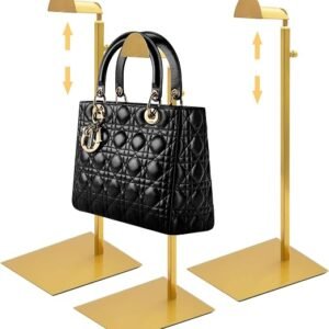 Royxen 3 Pack Handbag Rack Stainless Steel with Adjustable Height, Purse Display Stand Gold