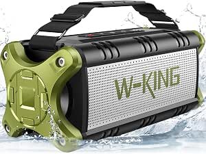 W-King Bluetooth Speakers, 90W Peak 50W RMS Deep Bass Portable Loud Bluetooth Speaker, IPX6 Waterproof Outdoor Speaker Stereo Sound/Wireless Two Pairing/2-Equalizer/Power Bank/40H Playtime/TF/AUX/NFC