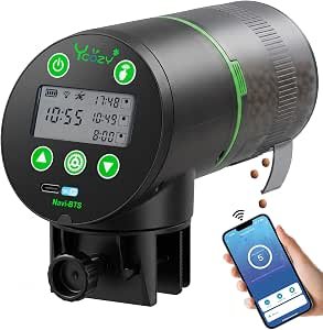 WiFi Automatic Fish Feeder for Aquarium with Remote APP Control, Plug Powered, with Plug & USB-C Cable Vacation Auto Fish Food Dispenser for Small Tank/Betta/Turtle