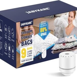 9 Pack Vacuum Storage Bags with Electric Air Pump, Space Saver