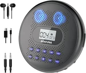ARAFUNA Portable CD Player, Rechargeable CD-Player with Speakers
