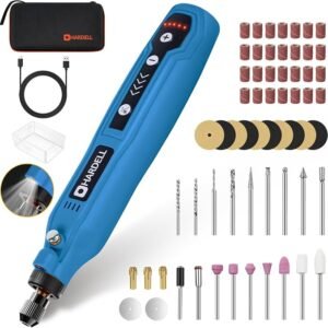 HARDELL 3.7V Rotary Tool Kit, 5-Speed Mini Cordless with 61 Accessories