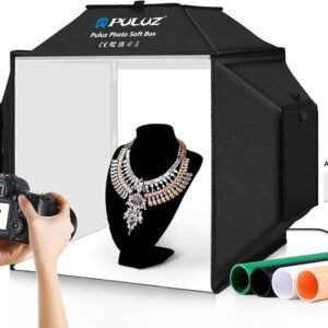 PULUZ Upgrade Light Boxs & Soft Box, 40 x 40cm Professional Shooting Tent with Lights, Portable Photo Studio Light Box Photography + 4 Color PVC Backdrops & 480 LED Lights for Jewelry