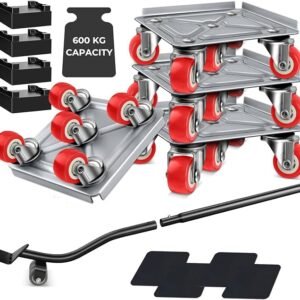 Heavy Duty Furniture Movers & Lifter Set, Carbon Steel Furniture Dolly with 360° Rotatable Wheels, Furniture Mover Lifter Set for Heavy Furniture Refrigerator Sofa Cabinet, Maximum Load 1322LBS