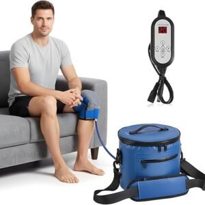 Ice Machine for Knee, Portable Knee Cold Machine with Cooling Pad, Electric Cold Water Cooling System, 12QT Water Tank, 6 Levels Programmable Timer (Blue)
