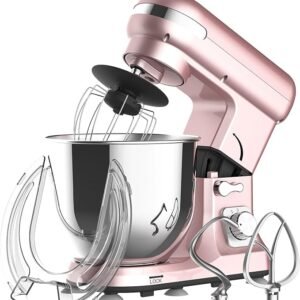 6.5L Stand Mixer, Pink Electric Food Mixer, 6-Speed Food Processor, Kitchen Machine with Dough Hook, Whisk & Beater | 1400W Updated