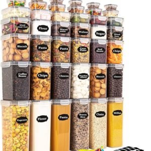 Feshory 42 Pack Airtight Food Storage Container Set - Pantry Storage Containers Organiser & Cereal Storage Containers for Kitchen Storage & Organisation with 100% Leak Proof Lids