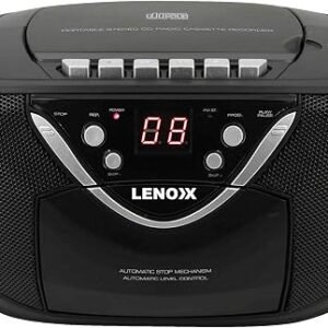 Lenoxx Portable Sport Stereo CD Player - AM/FM Radio, Aux Line-in, Compact, Easily accessible Buttons, AC/DC Backup, AUX Compatibility | Black