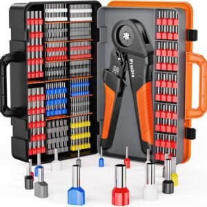 Preciva Ferrule Crimping Tool Kit - AWG 28-5 (0.08-16mm²) Hexagonal Ferrule Crimper with 950Pcs Single and 350Pcs Twin Ferrules Connectors, Self-Adjustable Ratchet Ferrule Terminals Crimping Tool