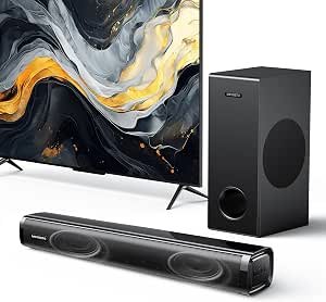 Soundbar for TV with Subwoofer, 2.1CH TV Sound Bar Under Monitor with 5.25'' Woofer for PC Gaming, 12L Deep Bass Surround Sound System with BT5.0/ARC/Opt/USB/AUX for Home Theater