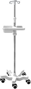 Infusion IV Pole w/5 Wheels Medical Infusion Stand Tray/Armrest (White)