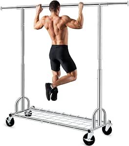 Yunking Heavy Duty Clothes Rack, Rolling Clothing Rack