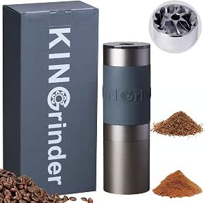 【Gray】 KINGrinder K1 Manual Coffee Grinder Bent Handle Stainless Burr