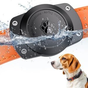 IPX8 Waterproof for Airtag Dog Collar Holder, Ultra-Durable Dog & Cat Collars Mount for AirTag, Fits All Width Collars (1 Pack-Black)