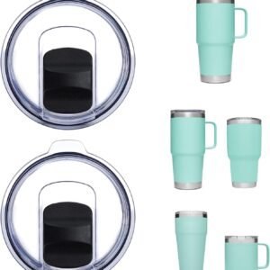 2 Pack Tumbler Lid for YETI, Lid Compatible With YETI 42/35 oz Tumbler with Handle, 30 oz Travel Mug, 26 oz Straw Cup, 14 oz Mug, Travel Spill Proof Cup Lids with Magnetic Slider Switch, BPA Free